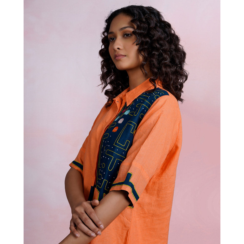The House of Hemp Retro Maze Embroidered Shirt
