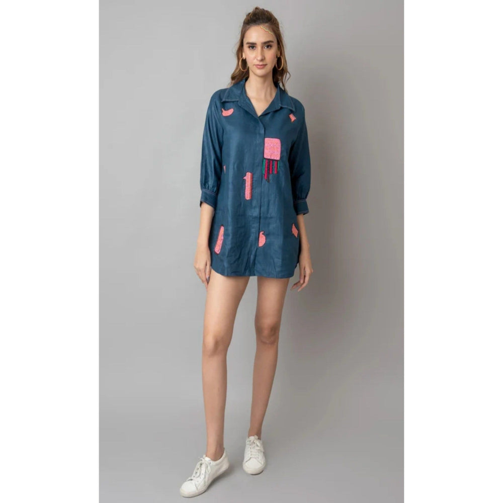 The House of Hemp Blue Overthinking Long Shirt