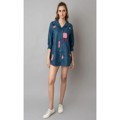 The House of Hemp Blue Overthinking Long Shirt