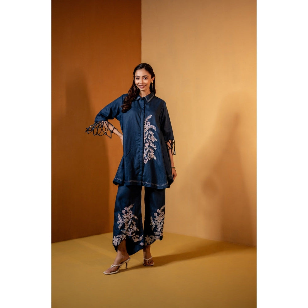 The House of Hemp Navy Blue Neelam Co-Ord Set
