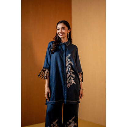 The House of Hemp Navy Blue Neelam Co-Ord Set