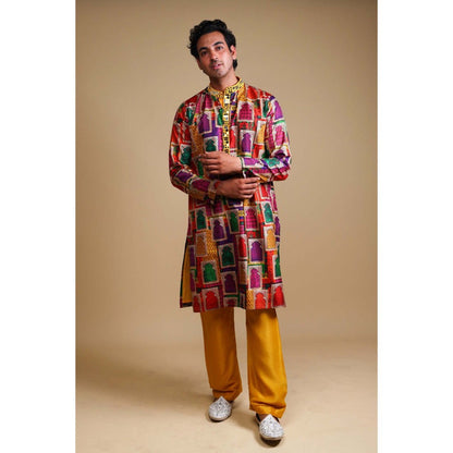 THETAA Multi-Colour Mirror Work Kurta with Pyjama (Set of 2)