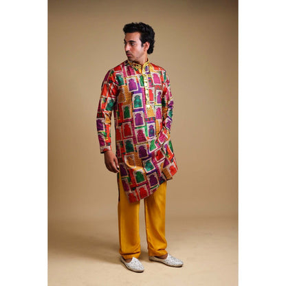 THETAA Multi-Colour Mirror Work Kurta with Pyjama (Set of 2)