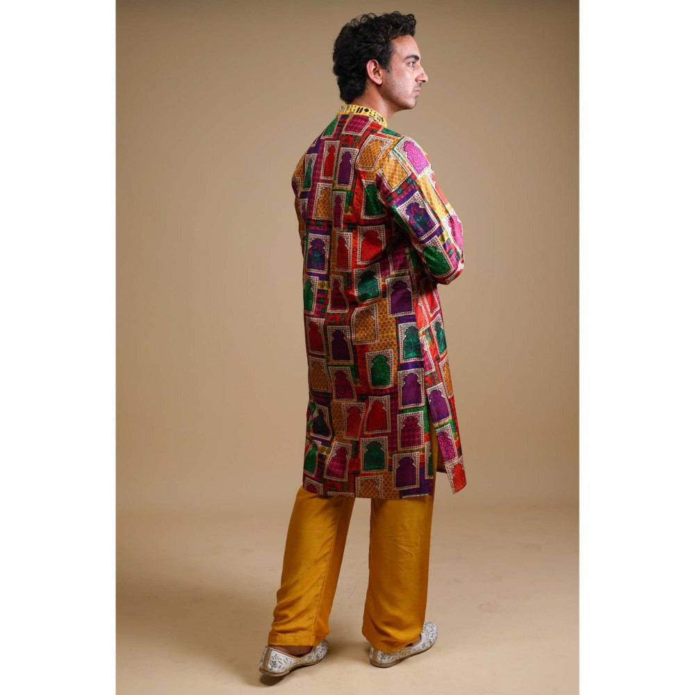 THETAA Multi-Colour Mirror Work Kurta with Pyjama (Set of 2)