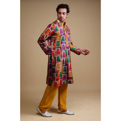 THETAA Multi-Colour Mirror Work Kurta with Pyjama (Set of 2)