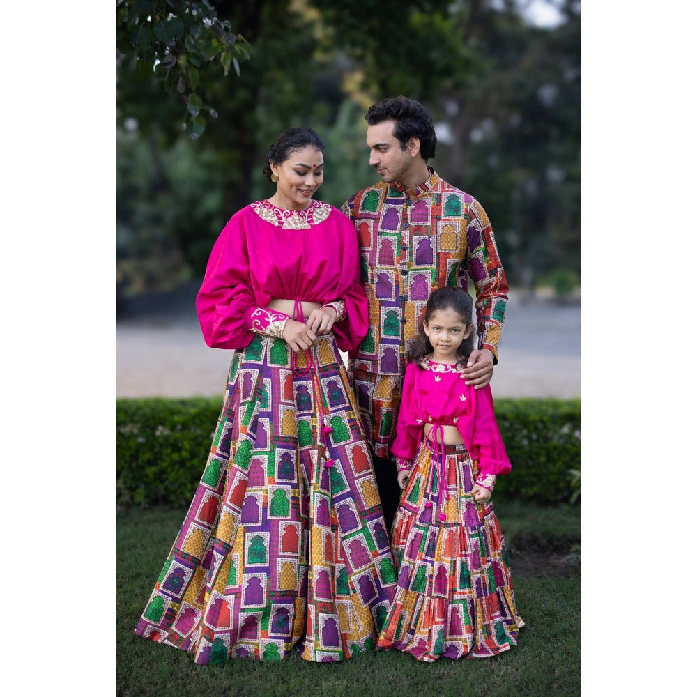 THETAA Multi-Colour Nehru Jacket with Asymmetrical Kurta and Pant (Set of 3)