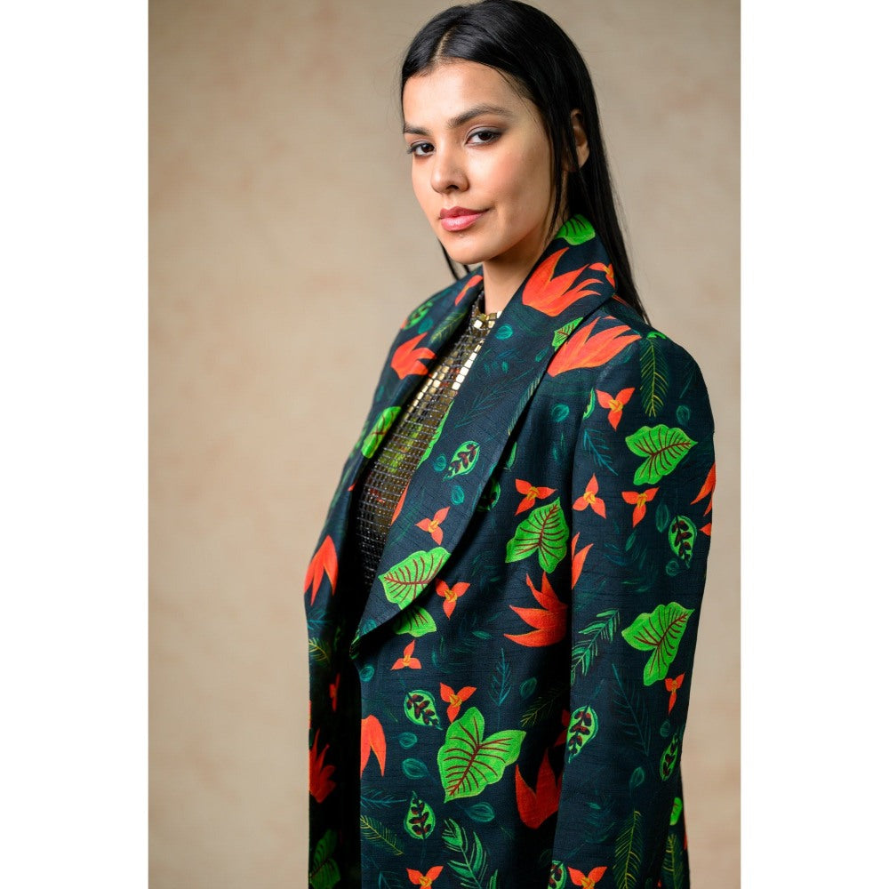 THETAA Gold Embellished/Sequined Trench Coat with Bodycon Dress (Set of 2)