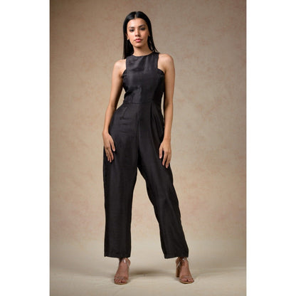 THETAA Black Embellished/Sequined Cape with Jumpsuit (Set of 2)