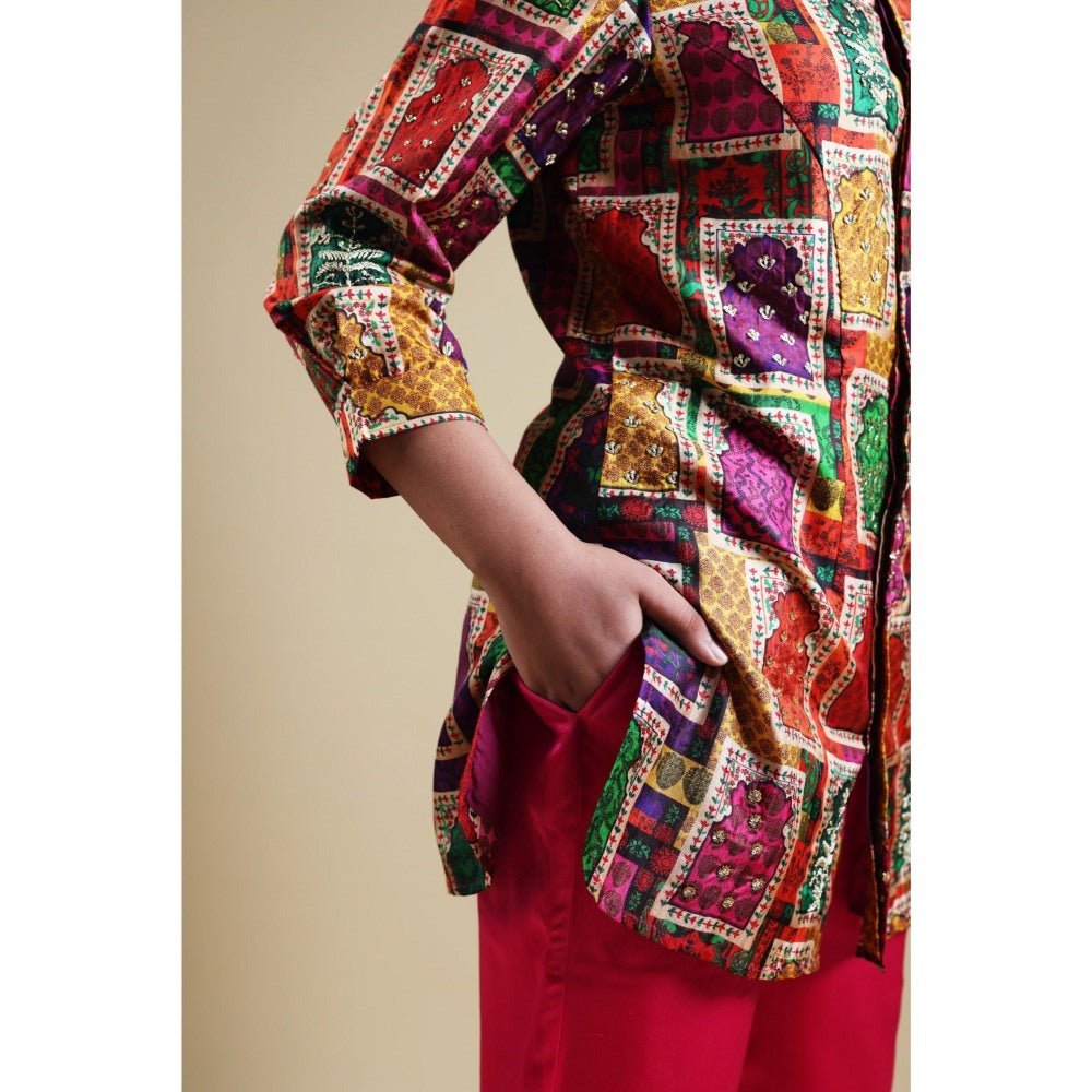 THETAA Pink Hand-Embroidered Co-Ord (Set of 2)