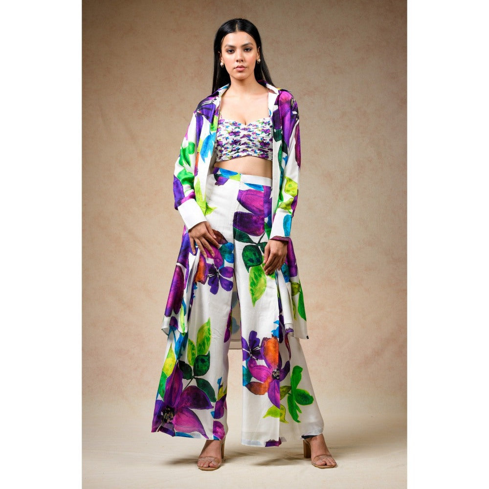 THETAA White Jacket with Bustier and Pant (Set of 3)