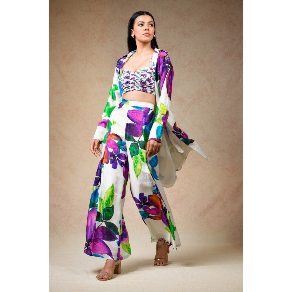 THETAA White Jacket with Bustier and Pant (Set of 3)