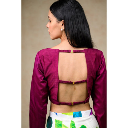 THETAA Wine Crop Top with Pant (Set of 2)