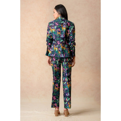 THETAA Green Blazer with Crop Top and Pant (Set of 3)