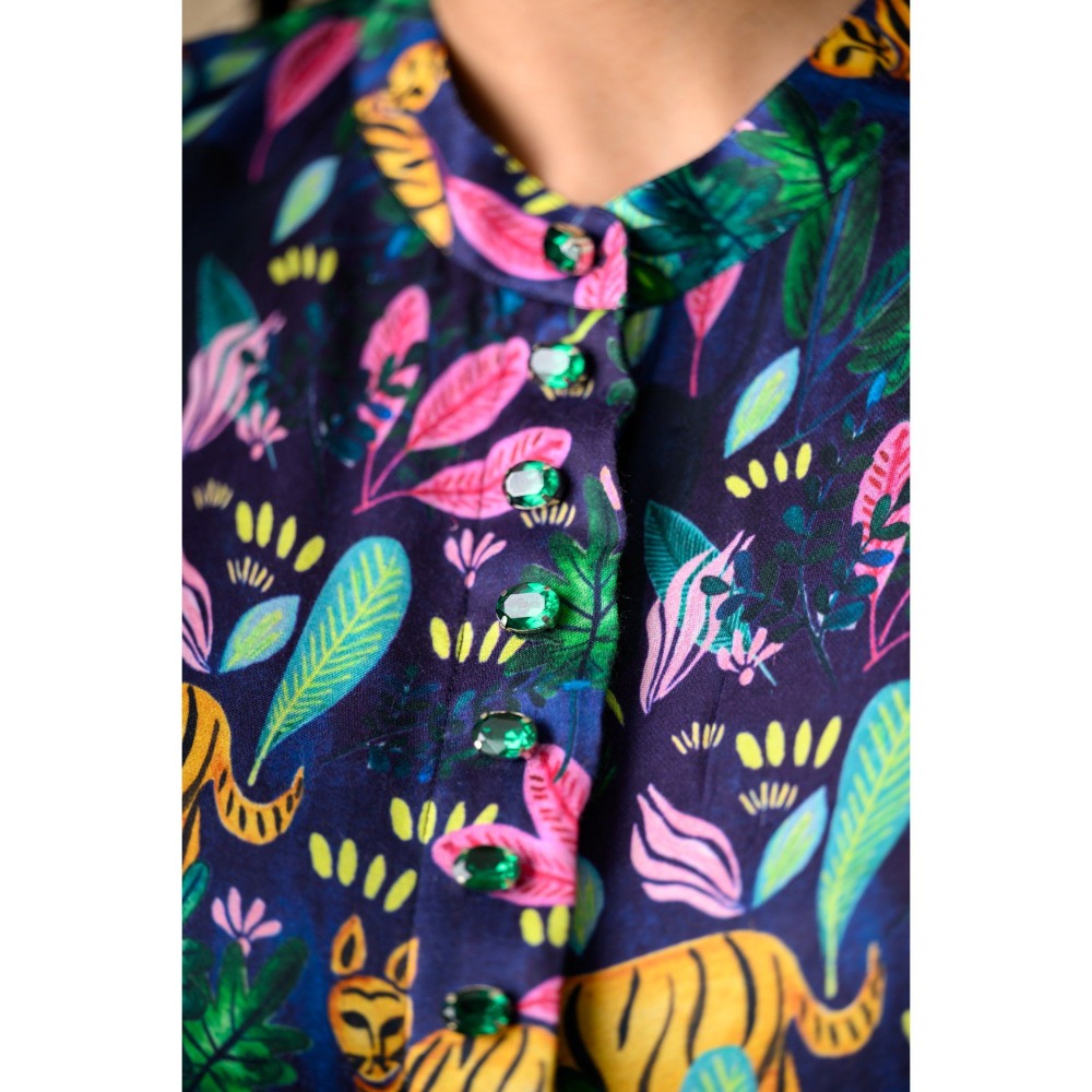 THETAA Blue Stone Embellished Co-Ord (Set of 2)