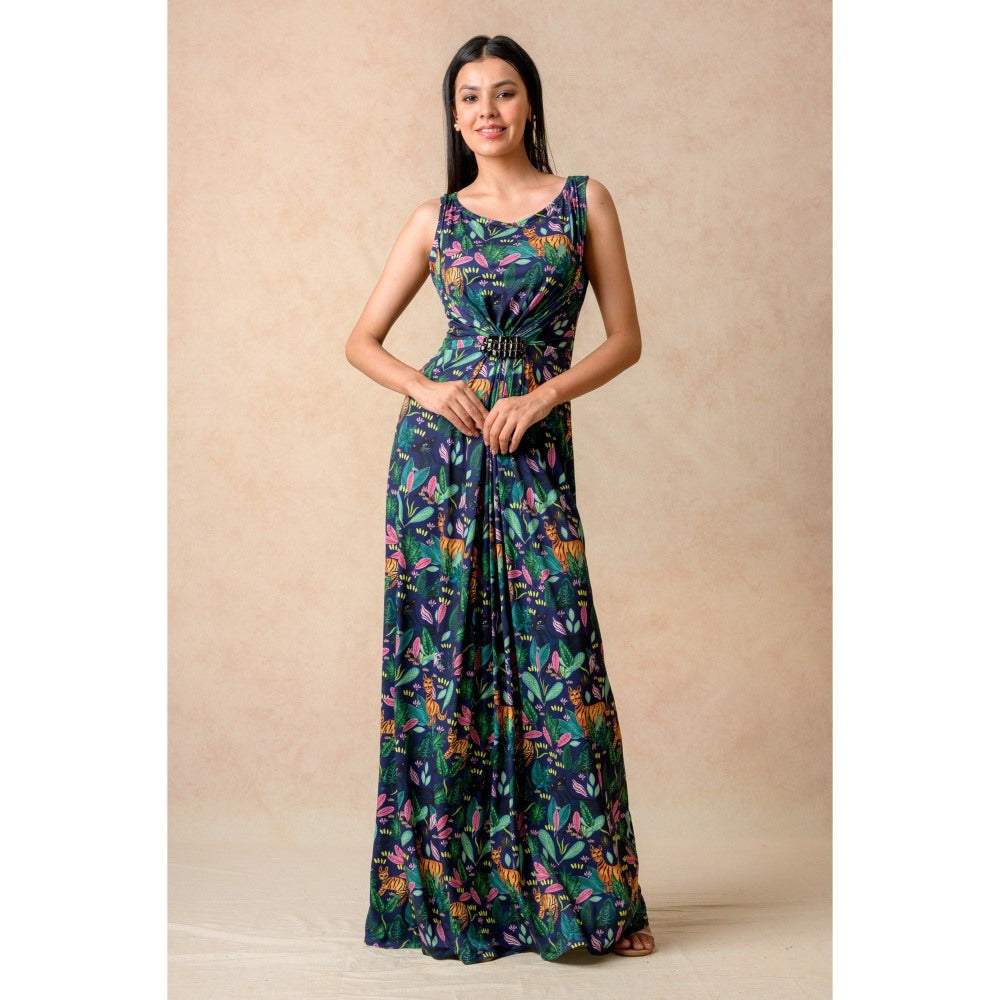 THETAA Green Ruching Gown