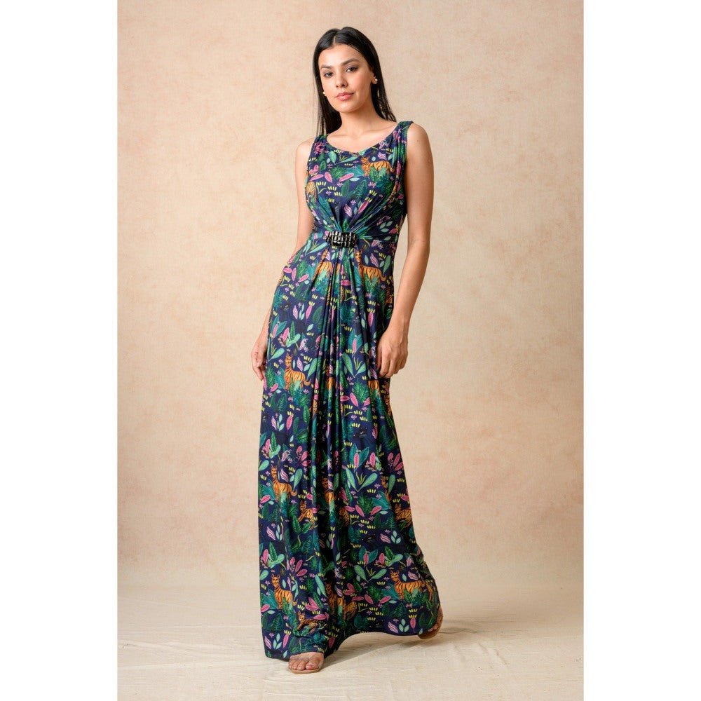 THETAA Green Ruching Gown