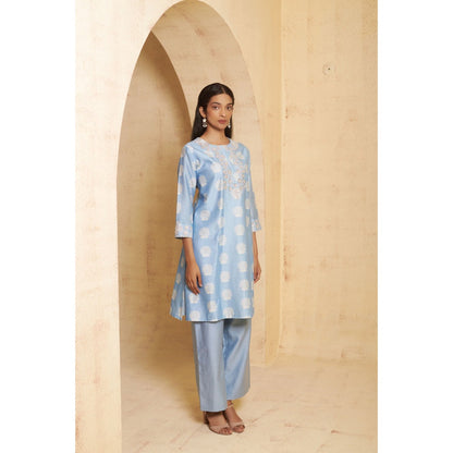 THETAA Womens Blue Floral Print Co-Ord Set