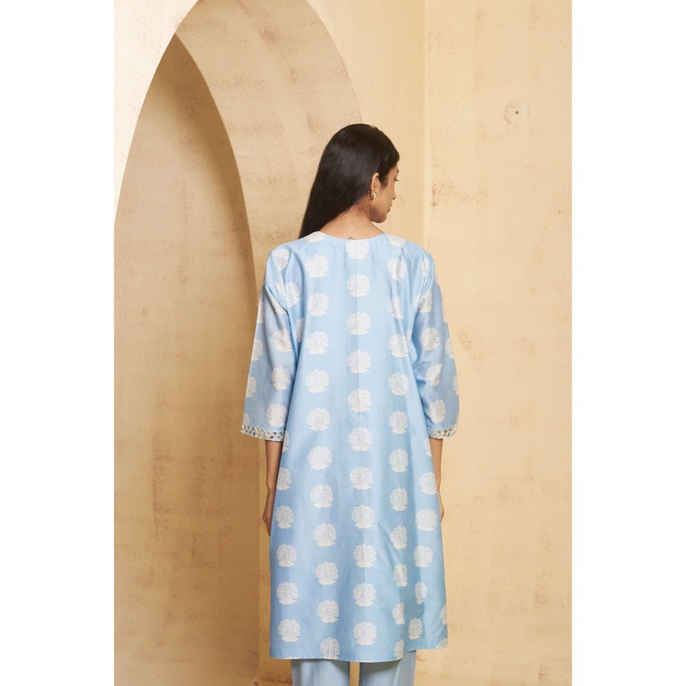 THETAA Womens Blue Floral Print Co-Ord Set