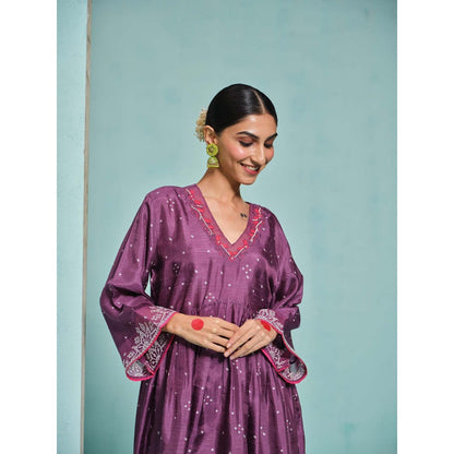 The Clothing Therapy Purple Kurta with Pant (Set of 2)