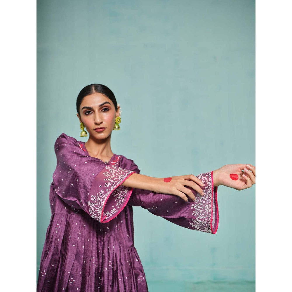 The Clothing Therapy Purple Kurta with Pant (Set of 2)