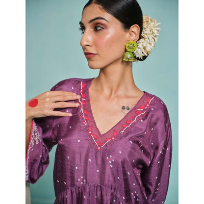 The Clothing Therapy Purple Kurta with Pant (Set of 2)