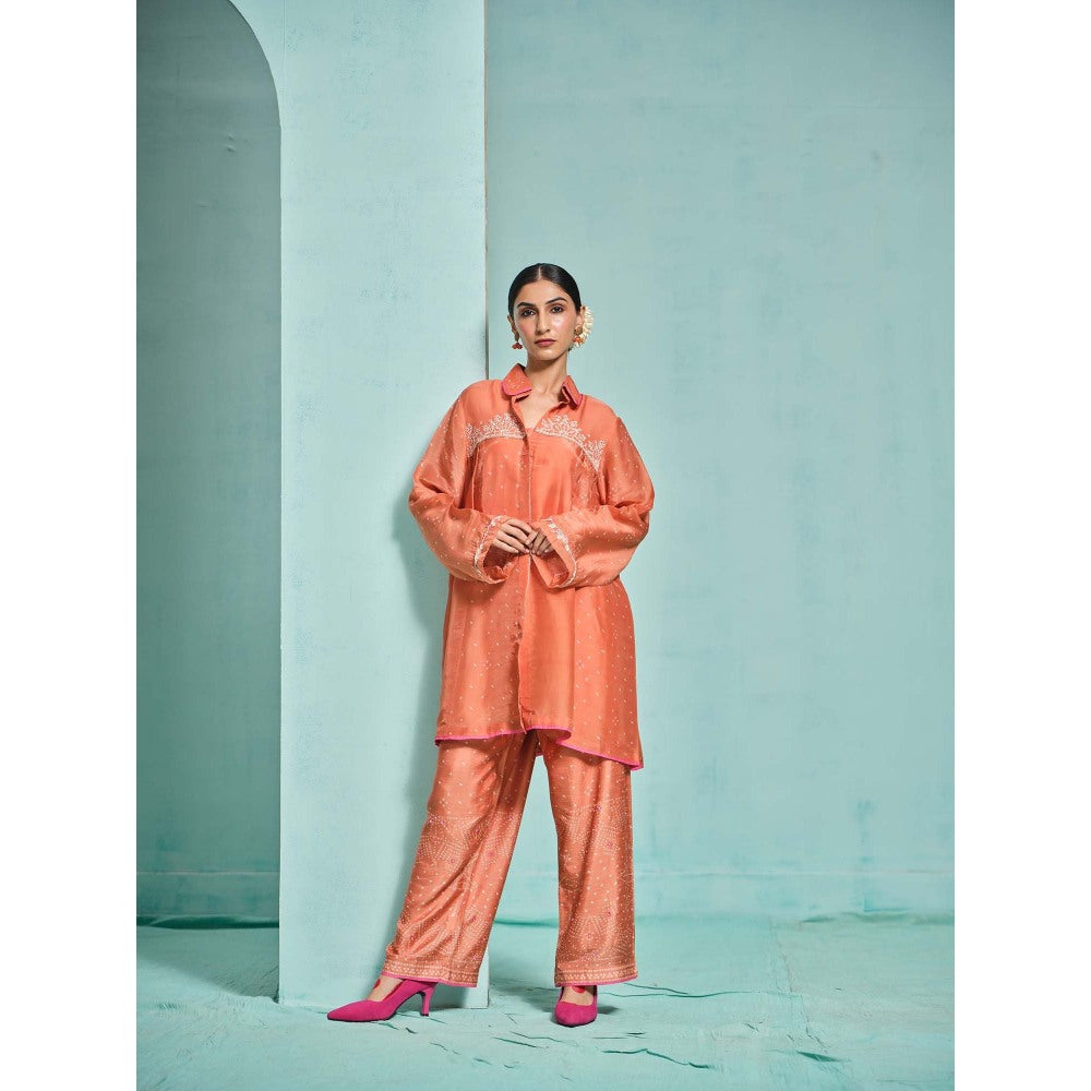 The Clothing Therapy Orange Kurta with Pant (Set of 2)