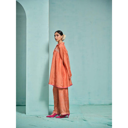 The Clothing Therapy Orange Kurta with Pant (Set of 2)