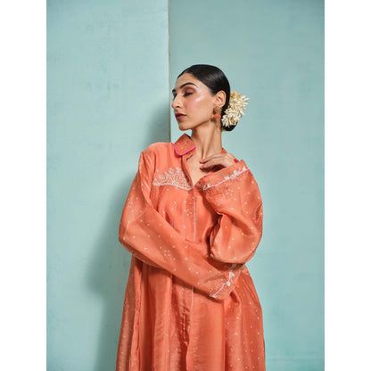 The Clothing Therapy Orange Kurta with Pant (Set of 2)