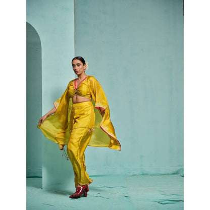 The Clothing Therapy Yellow Bustier with Palazzo and Cape (Set of 3)