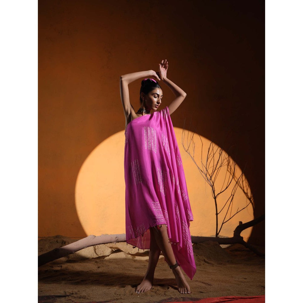 The Clothing Therapy Pink One Shoulder Dress