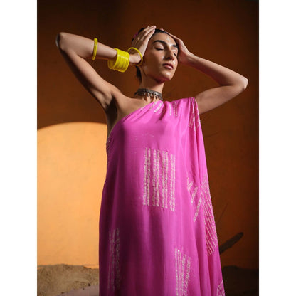 The Clothing Therapy Pink One Shoulder Dress