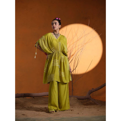 The Clothing Therapy Yellow Kaftan with Palazzo (Set of 2)