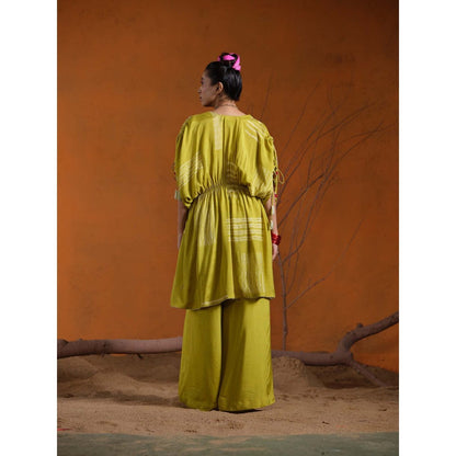 The Clothing Therapy Yellow Kaftan with Palazzo (Set of 2)