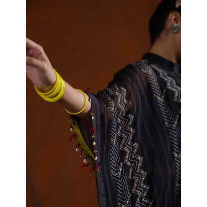 The Clothing Therapy Black Inner with Kaftan and Palazzo (Set of 3)