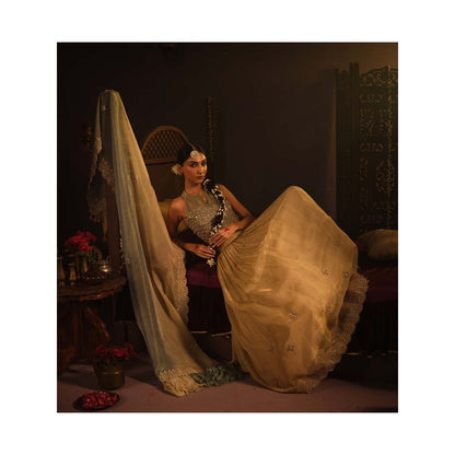 The Clothing Therapy Powder Blue Lehenga with Blouse and Dupatta (Set of 3)