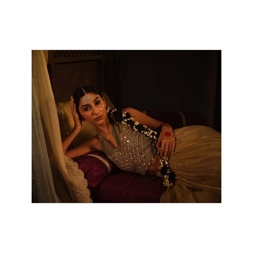 The Clothing Therapy Powder Blue Lehenga with Blouse and Dupatta (Set of 3)