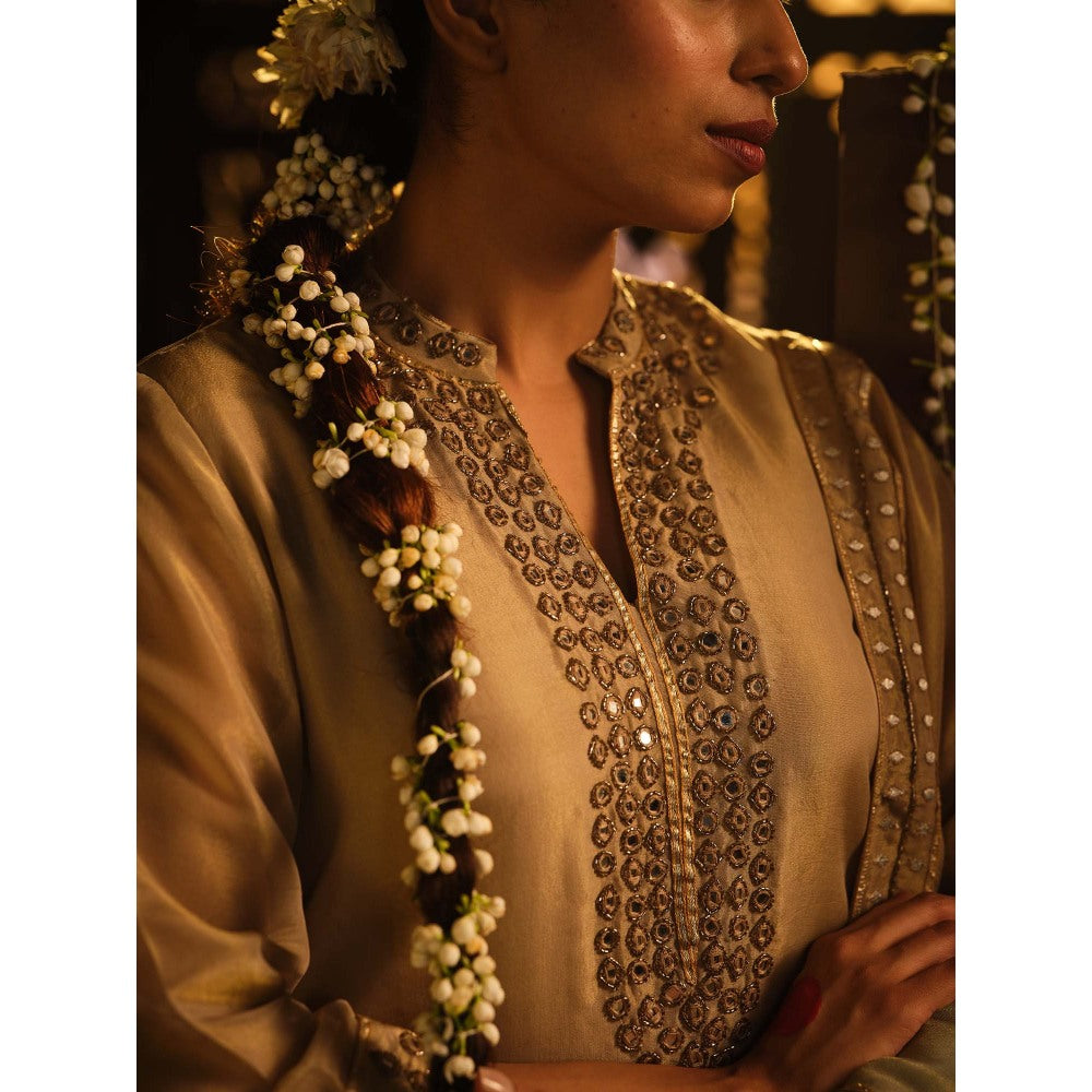 The Clothing Therapy Brown Kurta with Pant and Dupatta (Set of 3)