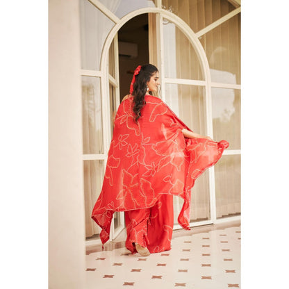 The Clothing Therapy Tomato Red Jumpsuit with Cape