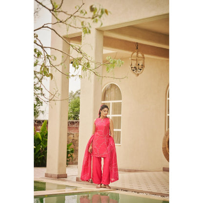 The Clothing Therapy Bright Pink Kurti with Pant and Dupatta