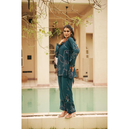 The Clothing Therapy Teal Blue Kurti with Straight Pant