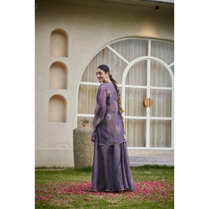 The Clothing Therapy Deep Purple Bustier with Palazzo and Kurta