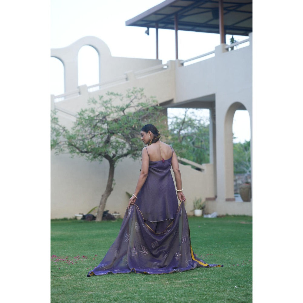 The Clothing Therapy Deep Purple Cut Kurti with Palazzo and Dupatta