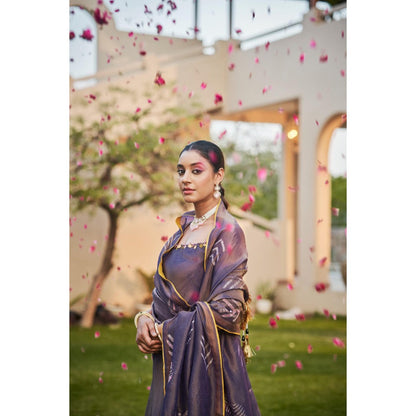 The Clothing Therapy Deep Purple Cut Kurti with Palazzo and Dupatta
