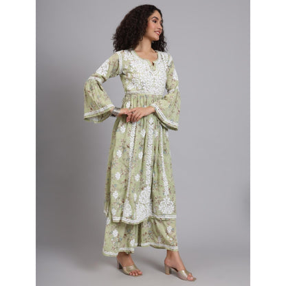 The Chikan Label Green Women's Modal Chikankari Co-Ord Set