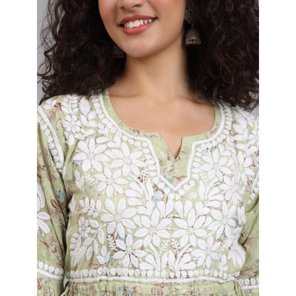 The Chikan Label Green Women's Modal Chikankari Co-Ord Set