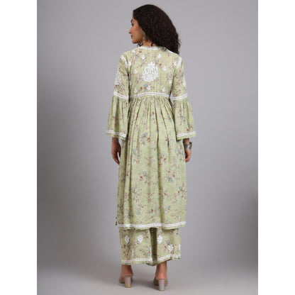 The Chikan Label Green Women's Modal Chikankari Co-Ord Set