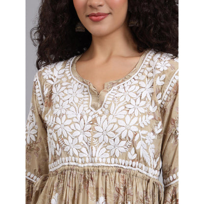 The Chikan Label Beige Women's Modal Chikankari Co-Ord Set