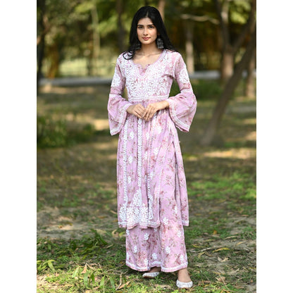 The Chikan Label Pink Women's Modal Chikankari Co-Ord Set