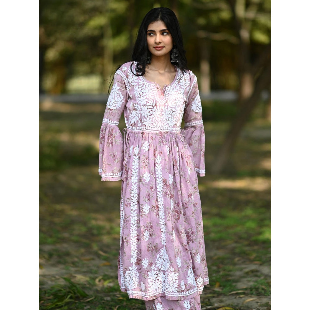The Chikan Label Pink Women's Modal Chikankari Co-Ord Set