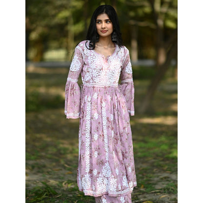 The Chikan Label Pink Women's Modal Chikankari Co-Ord Set